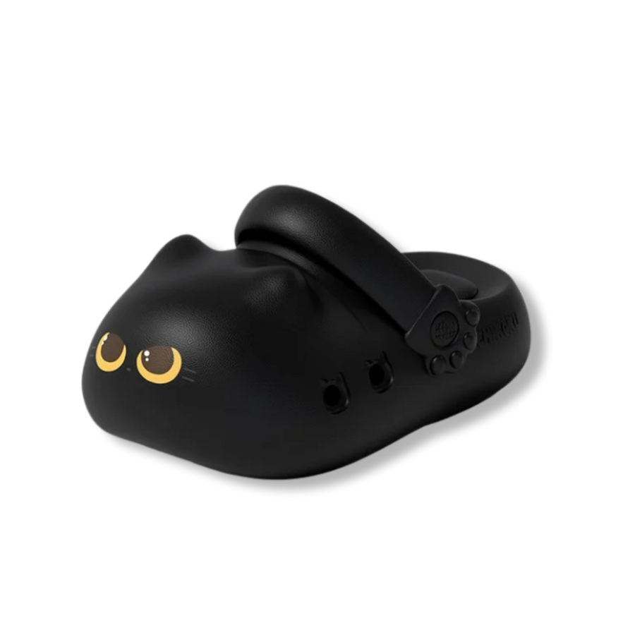 Black cat paw clogs