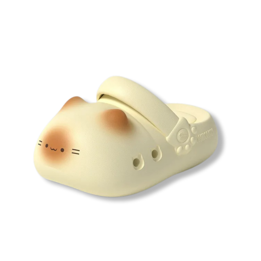 Beige cat paw clogs